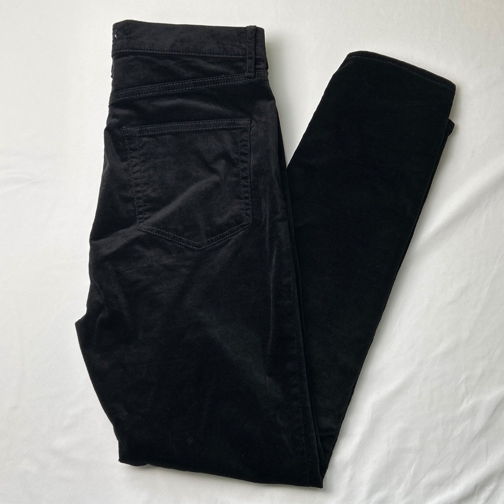LOFT High Rise Skinny Leg Black Velvet Jeans Size 29/8 Stretch Chic Casual Goth